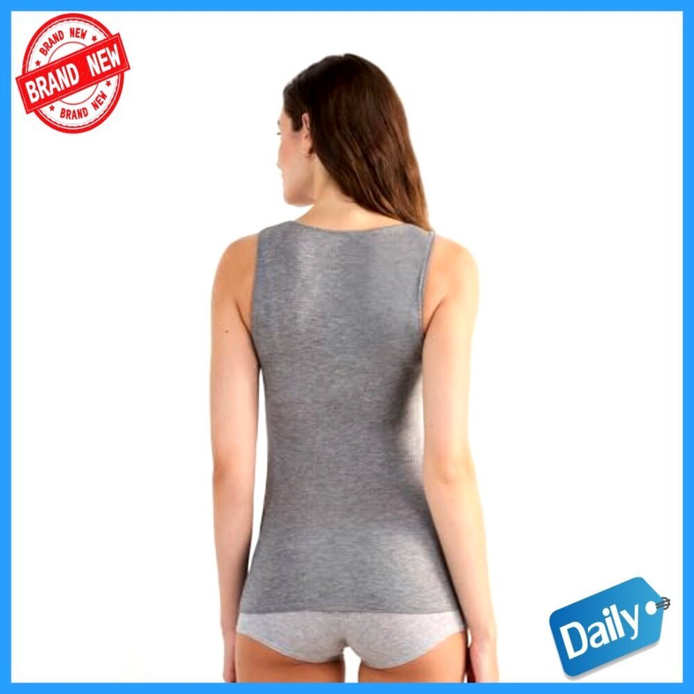 Sheer Modal Cashmere Tank Top Wide Shoulder Scoop Neck Layering - Picture 4 of 7